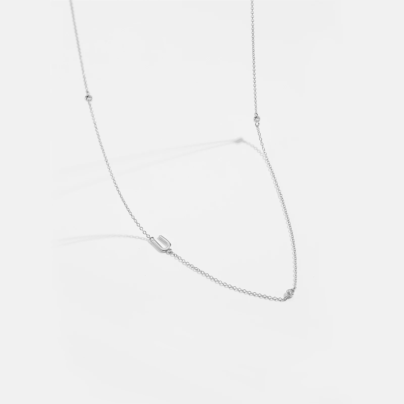 925 Sterling Silver Gold Letter Plain Pendant Choker Charm Necklace 26 Letter Alphabet