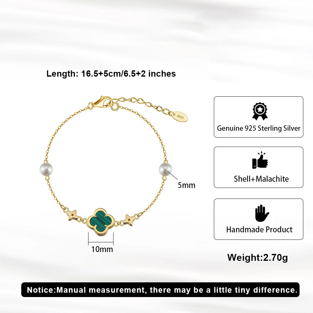 Glimora 14K Gold 925 Sterling Silver Shell Bracelet