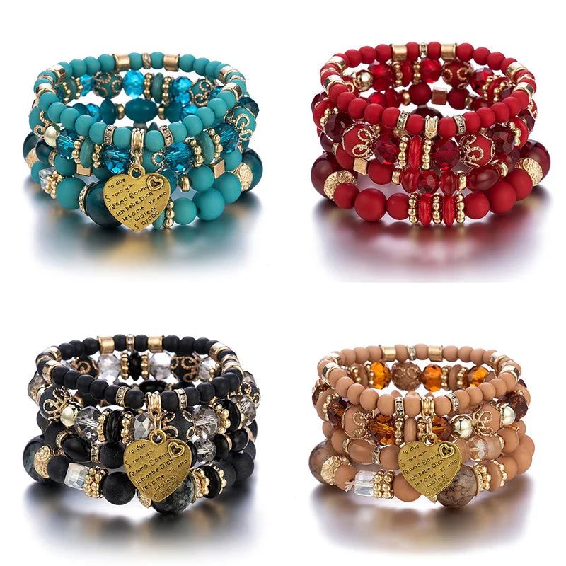 Bracelet Set Vintage Heart Charm