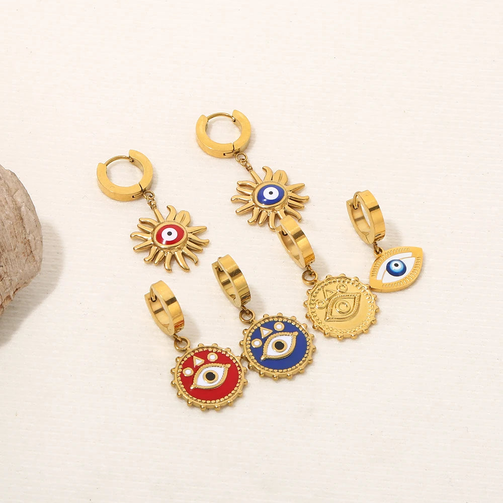 Stainless steel Turkish Evil Eye Earring Dangles Personalized Enamel Jewelry