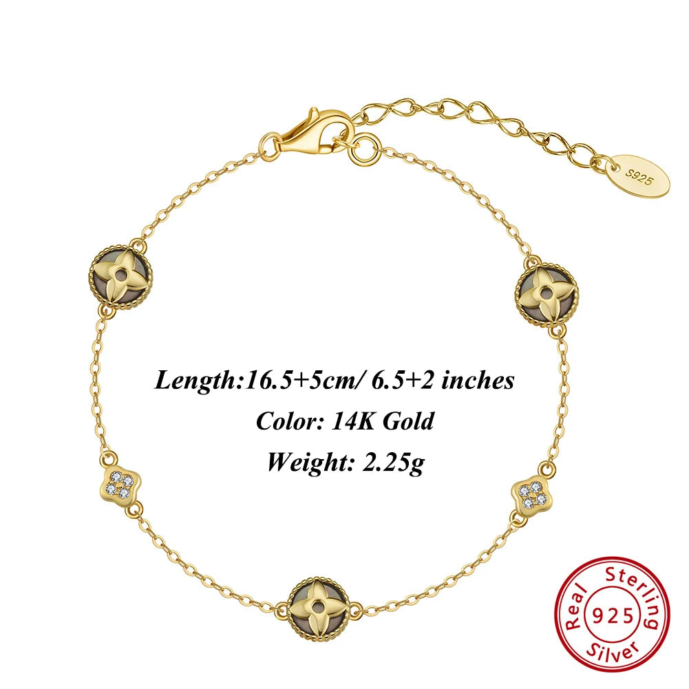 Glimora 14K Gold 925 Sterling Silver Shell Bracelet