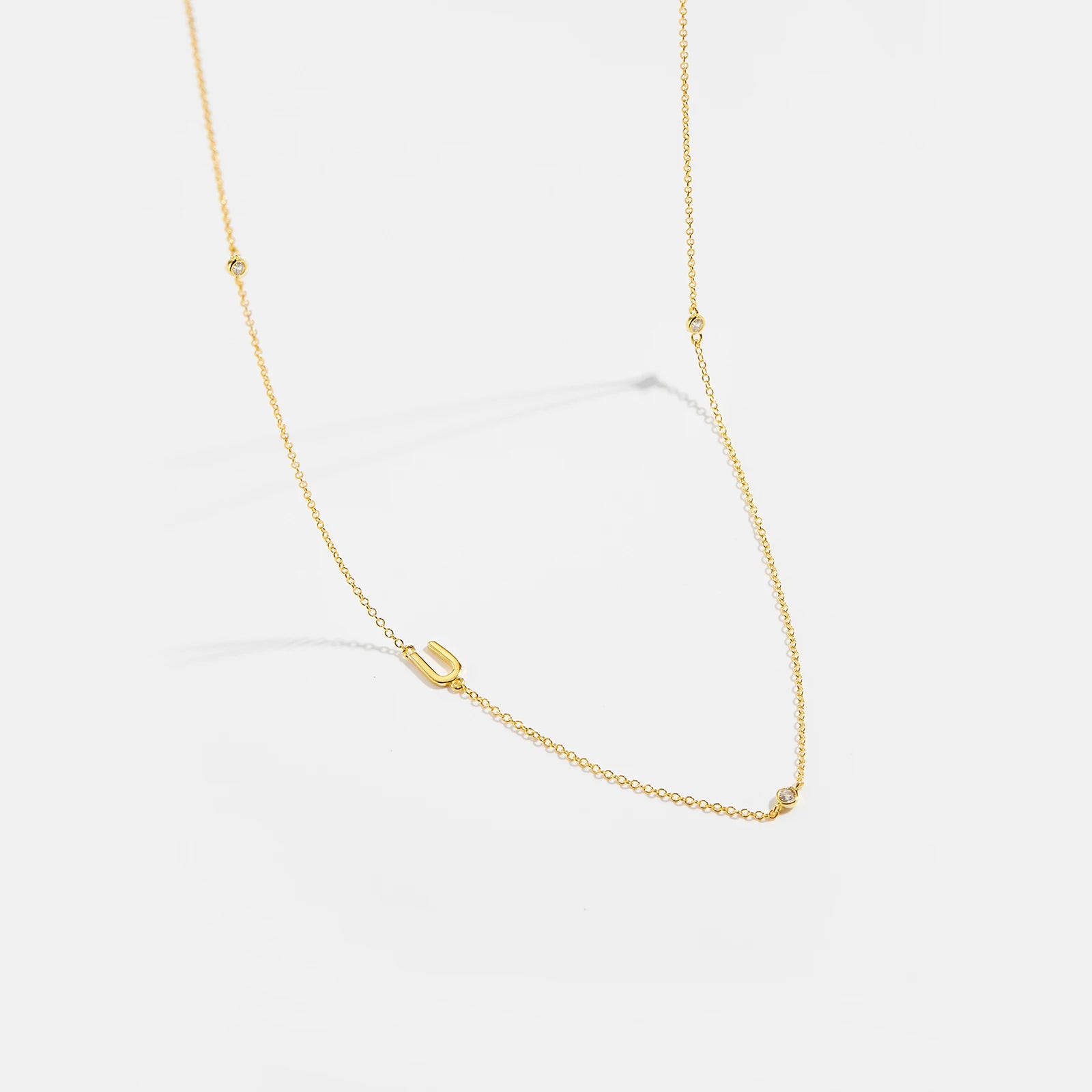 925 Sterling Silver Gold Letter Plain Pendant Choker Charm Necklace 26 Letter Alphabet