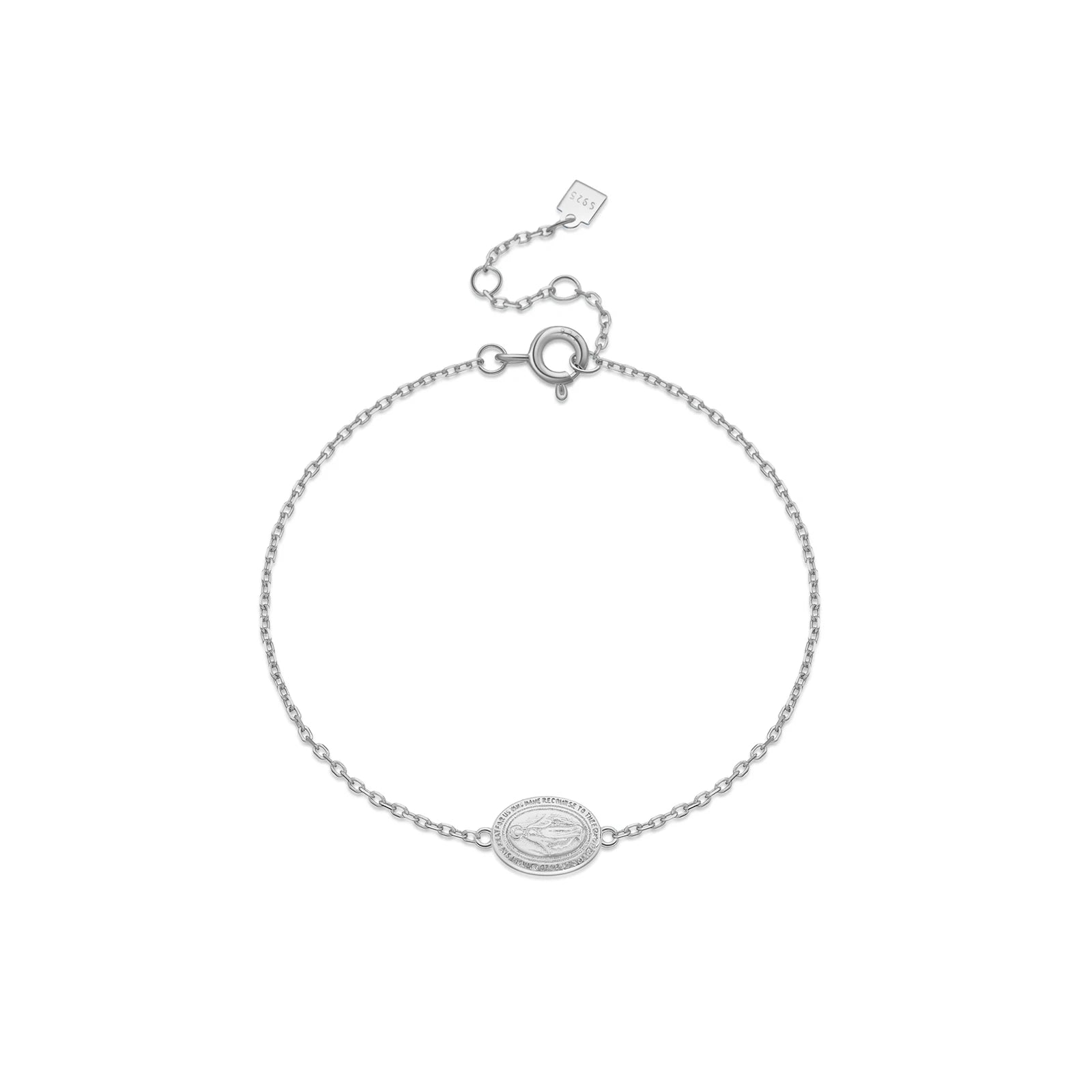 925 Sterling Silver Gold Virgin Mary Charm Chain Bracelet