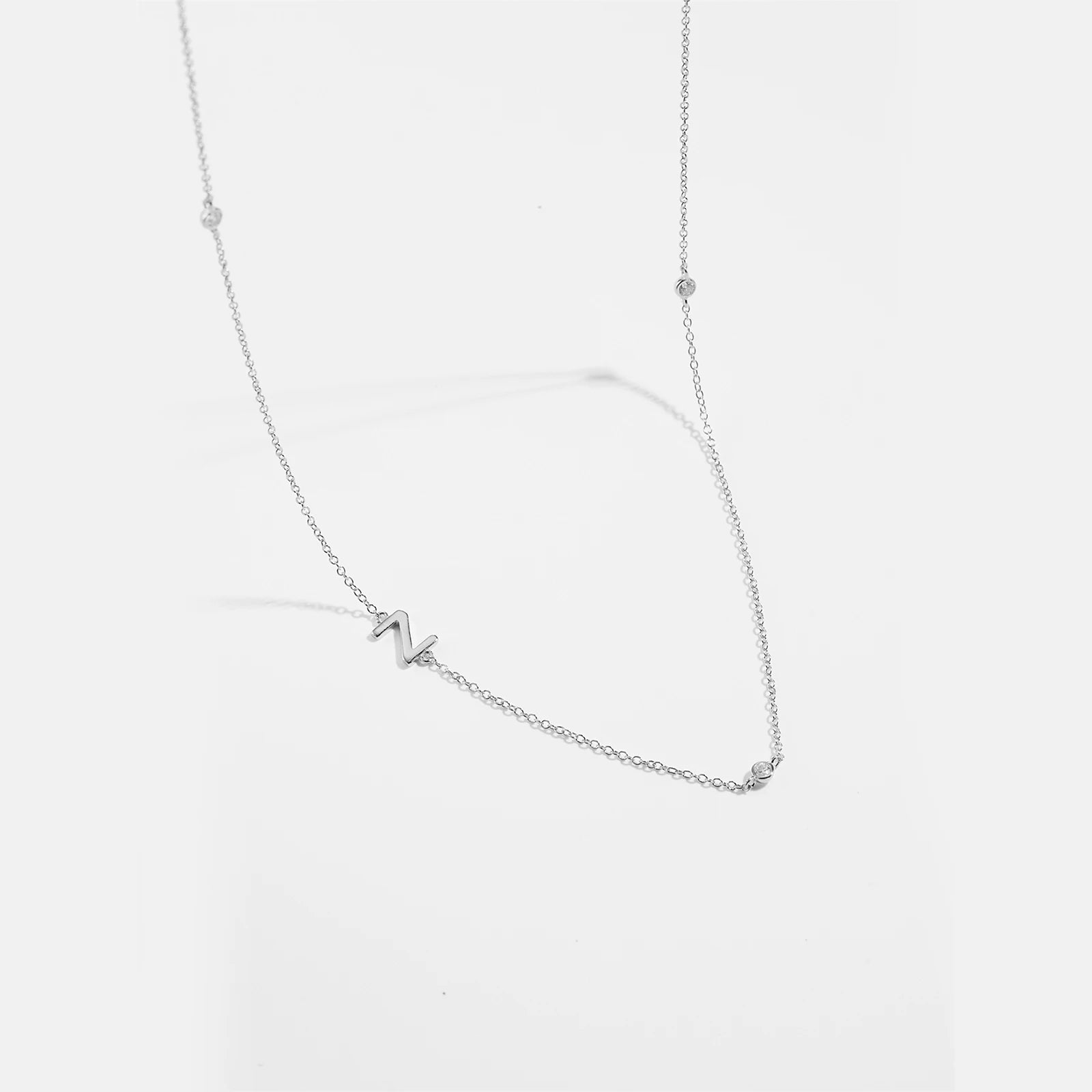 925 Sterling Silver Gold Letter Plain Pendant Choker Charm Necklace 26 Letter Alphabet
