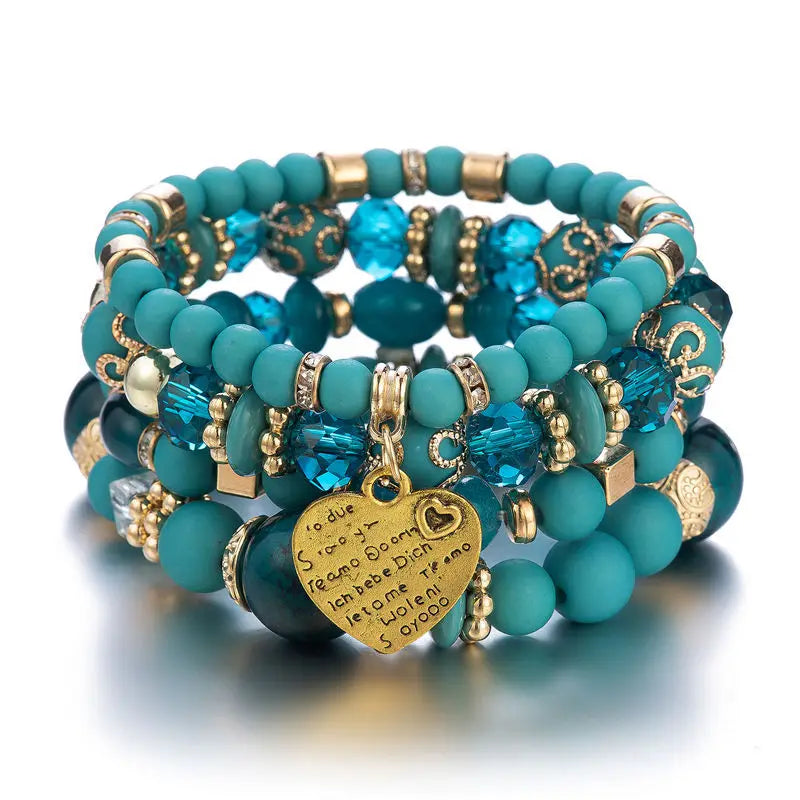 Bracelet Set Vintage Heart Charm