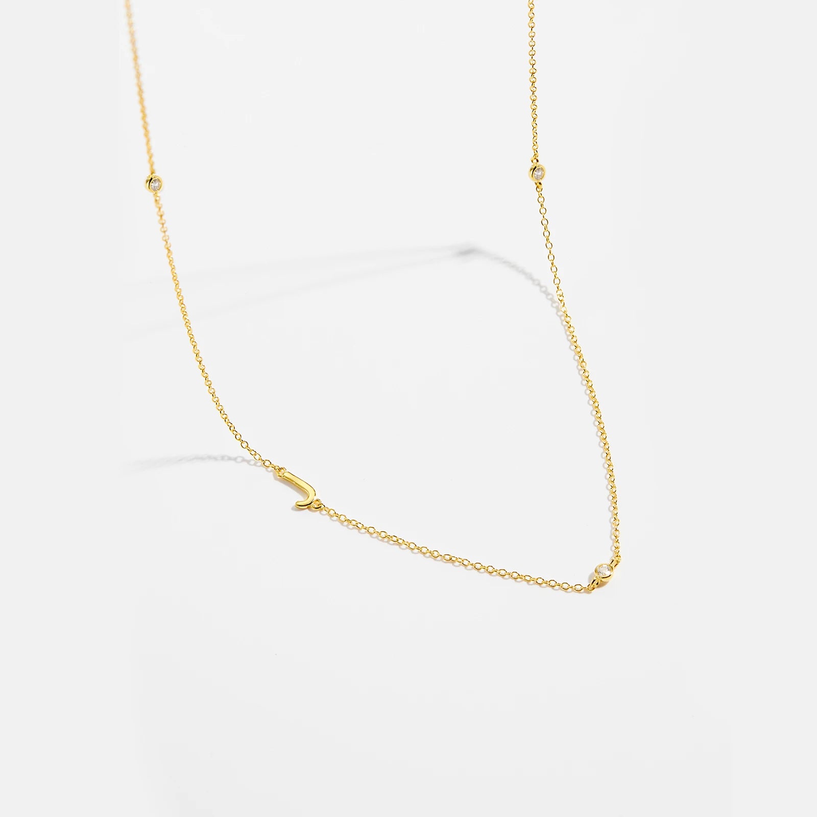 925 Sterling Silver Gold Letter Plain Pendant Choker Charm Necklace 26 Letter Alphabet