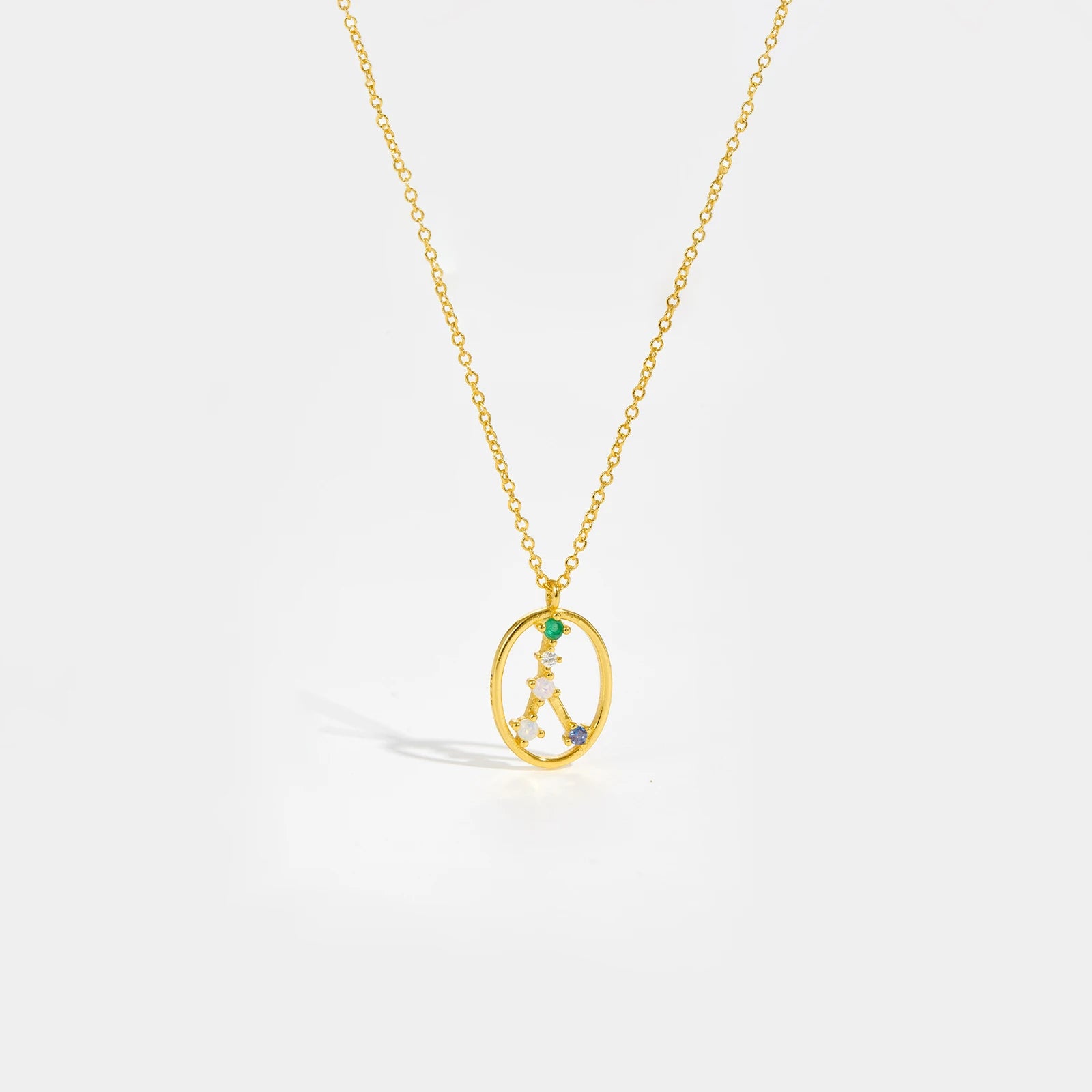 925 Sterling Silver Spring Rainbow CZ Zodiacs Pendant Necklace