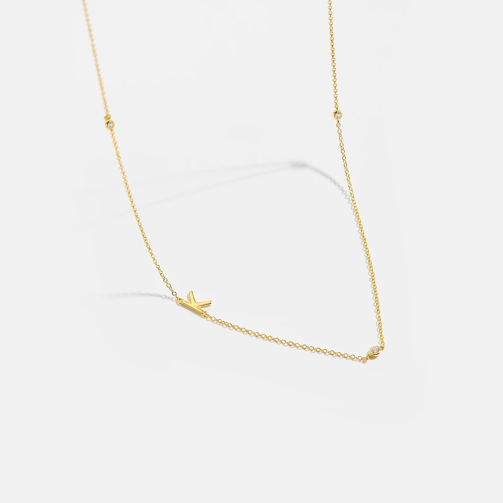 925 Sterling Silver Gold Letter Plain Pendant Choker Charm Necklace 26 Letter Alphabet