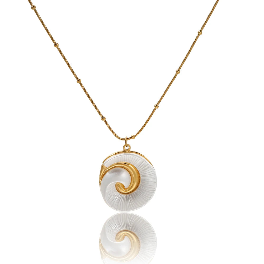 Stainless Steel Gold Spiral Necklace Pendant Jewelry Waterproof