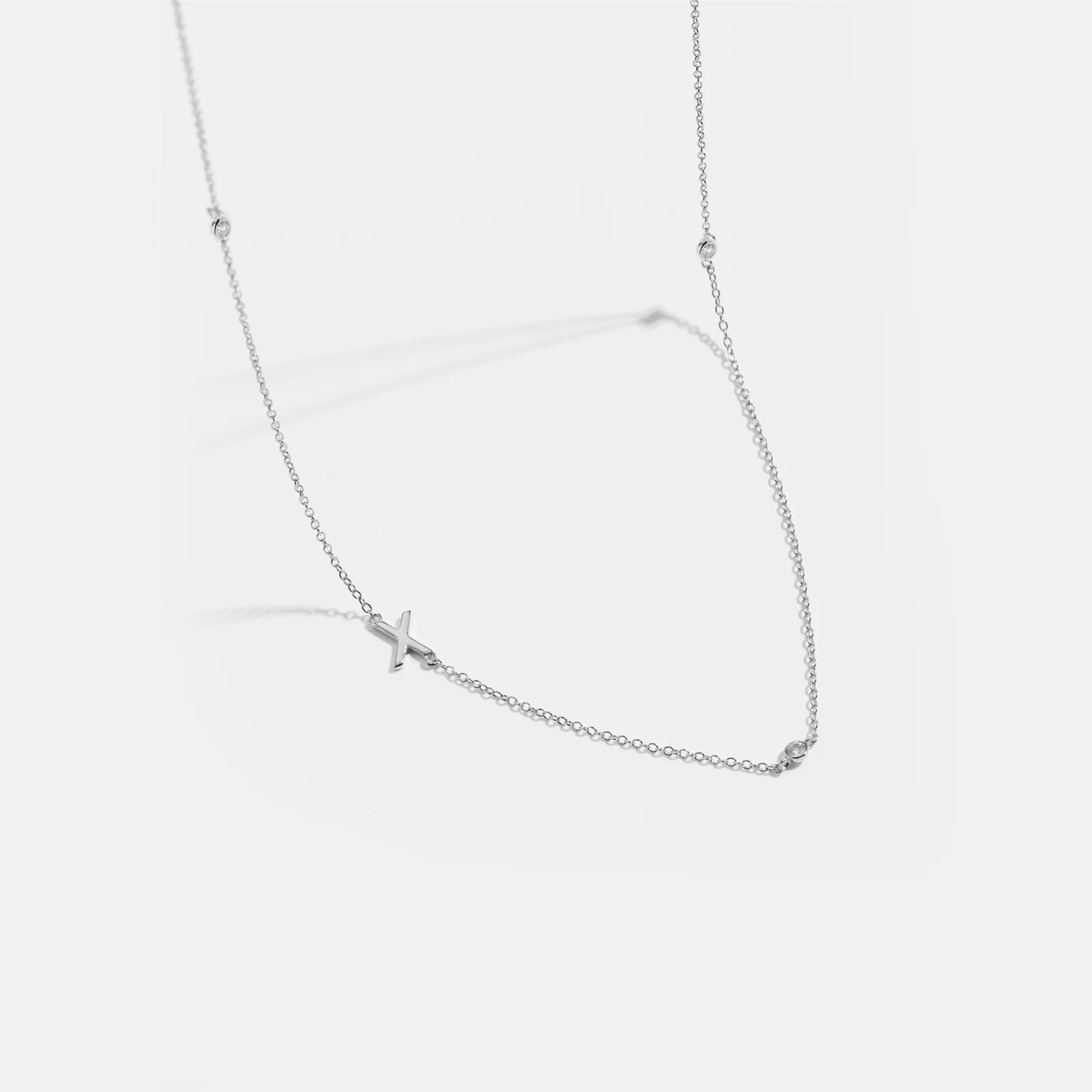 925 Sterling Silver Gold Letter Plain Pendant Choker Charm Necklace 26 Letter Alphabet