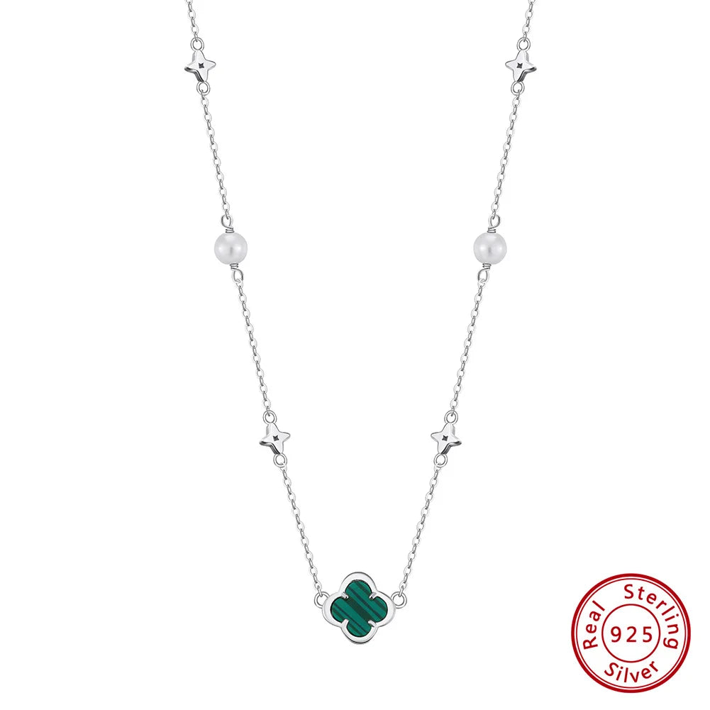 New Four Leaf Flower Pendant 925 Sterling Silver Necklace