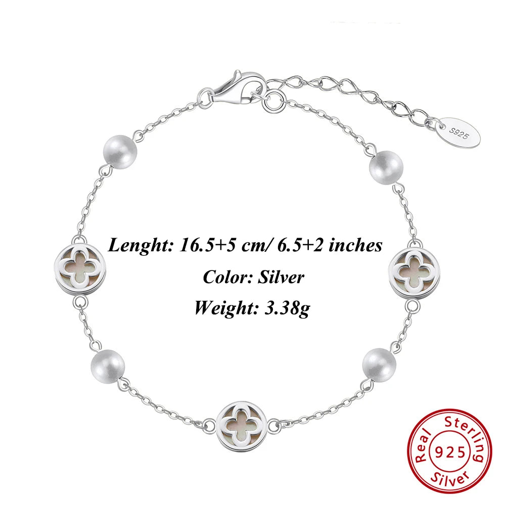 Glimora 14K Gold 925 Sterling Silver Shell Bracelet