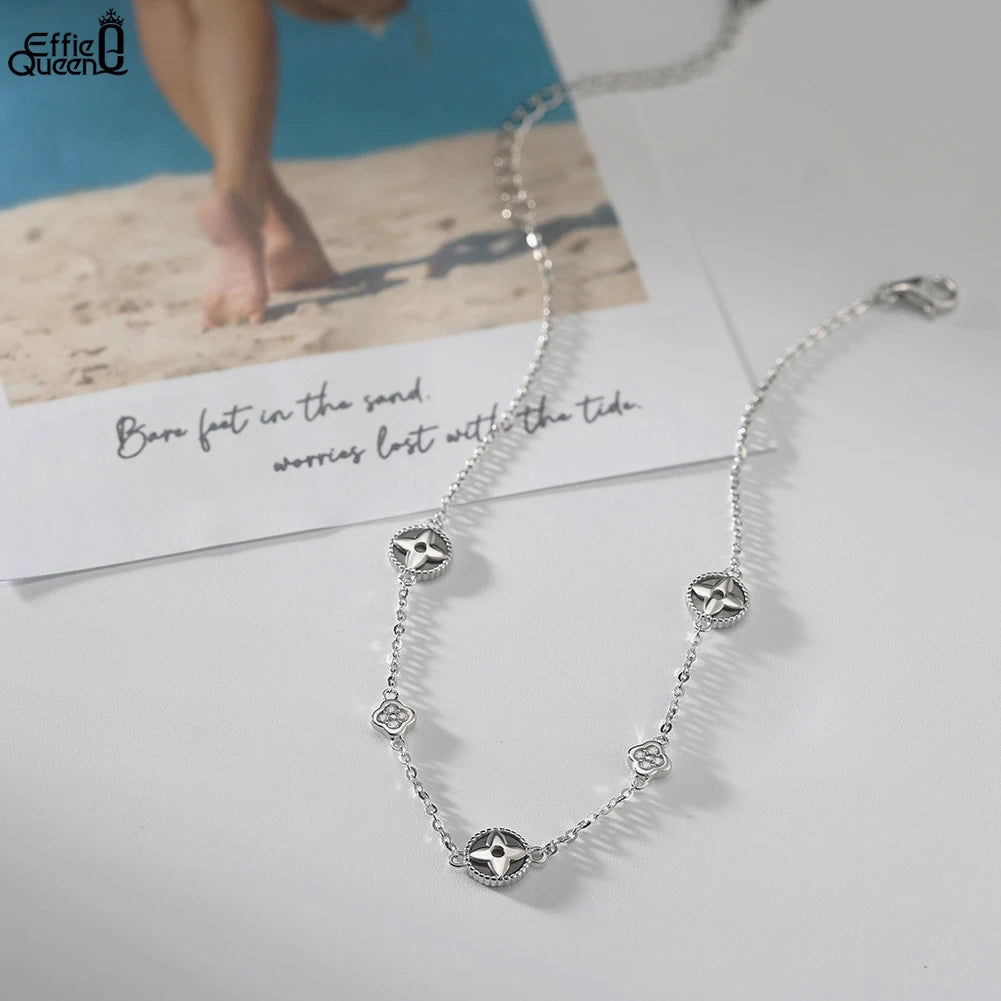 Glimora 925 Sterling Silver Four Leaf Clover Anklet