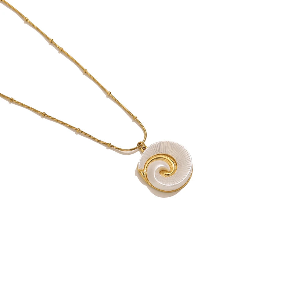 Stainless Steel Gold Spiral Necklace Pendant Jewelry Waterproof