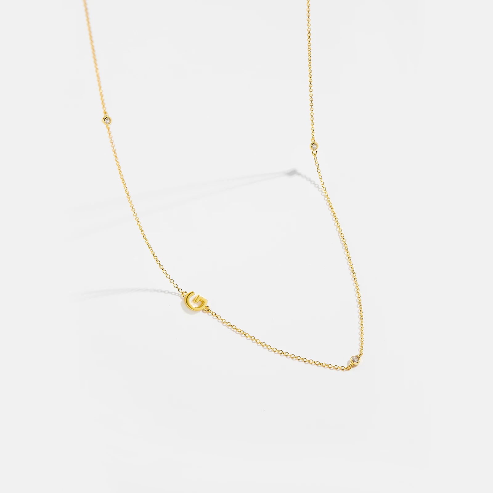 925 Sterling Silver Gold Letter Plain Pendant Choker Charm Necklace 26 Letter Alphabet