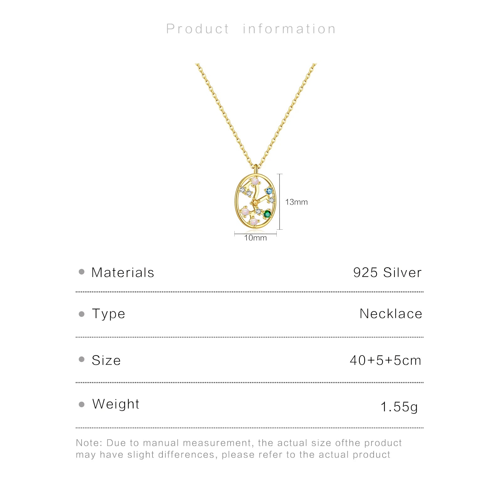 925 Sterling Silver Spring Rainbow CZ Zodiacs Pendant Necklace