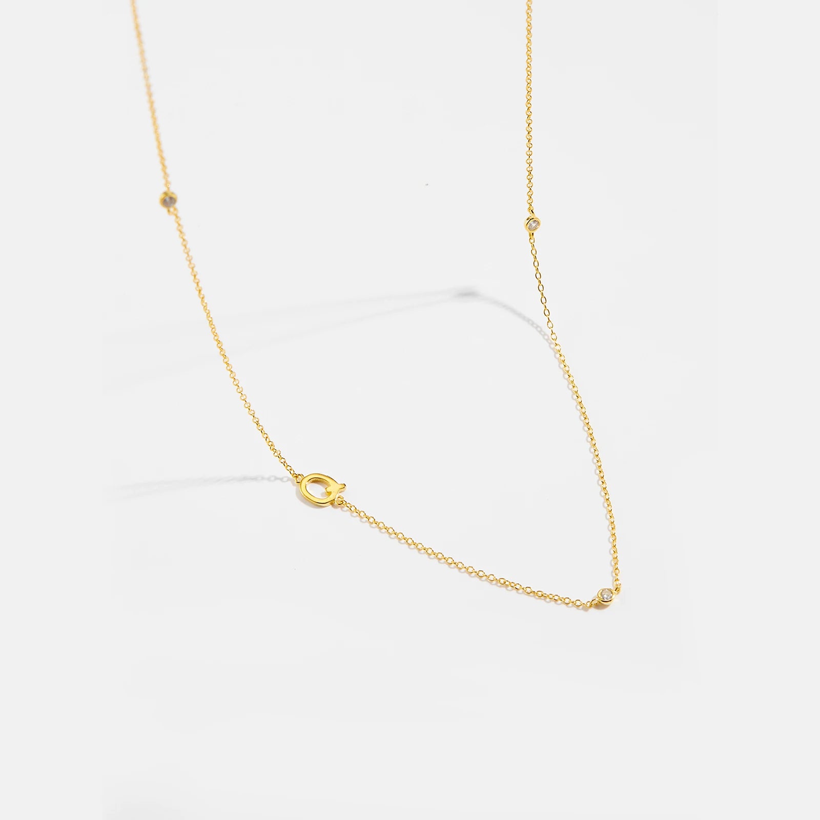 925 Sterling Silver Gold Letter Plain Pendant Choker Charm Necklace 26 Letter Alphabet