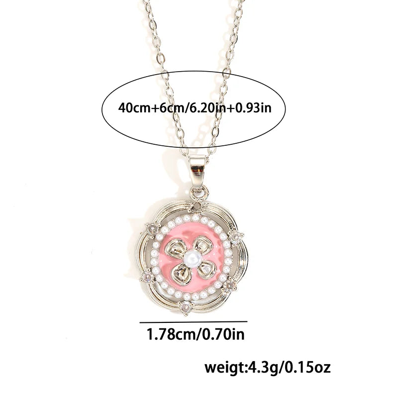 Stainless Steel Colorful Drop Oil Flower Heart Necklace