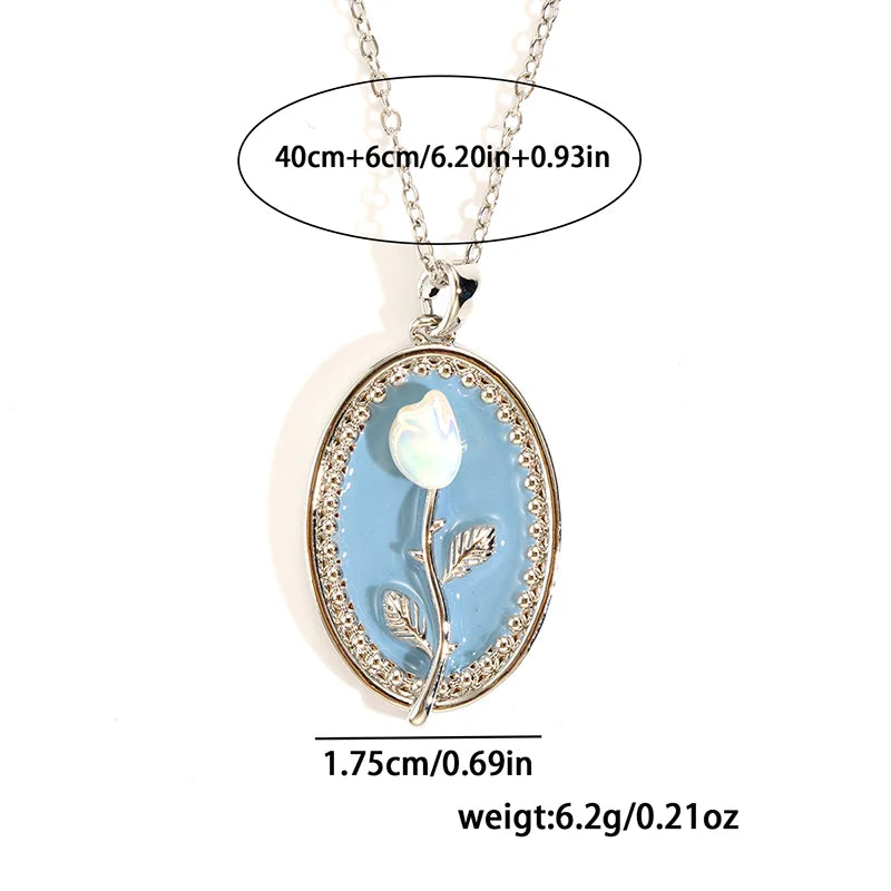 Stainless Steel Colorful Drop Oil Flower Heart Necklace