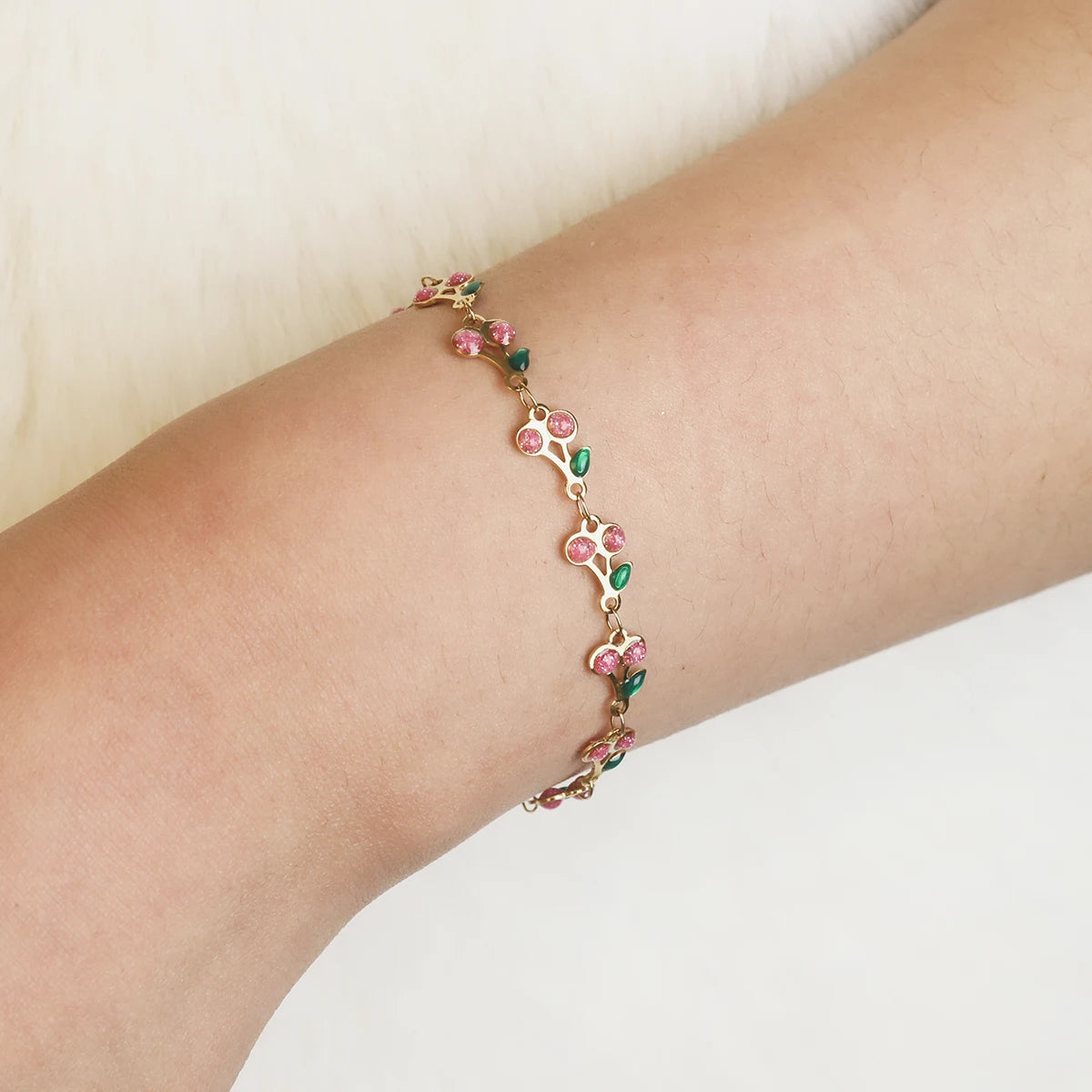 Stainless Steel Cherry Shape Cuff Bracelet Retro Bohemian Bangle Hot Style