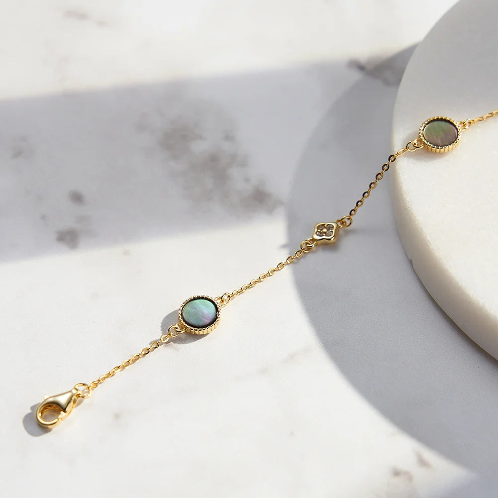 Glimora 14K Gold 925 Sterling Silver Shell Bracelet