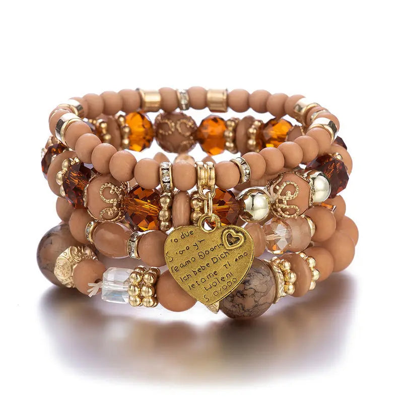 Bracelet Set Vintage Heart Charm