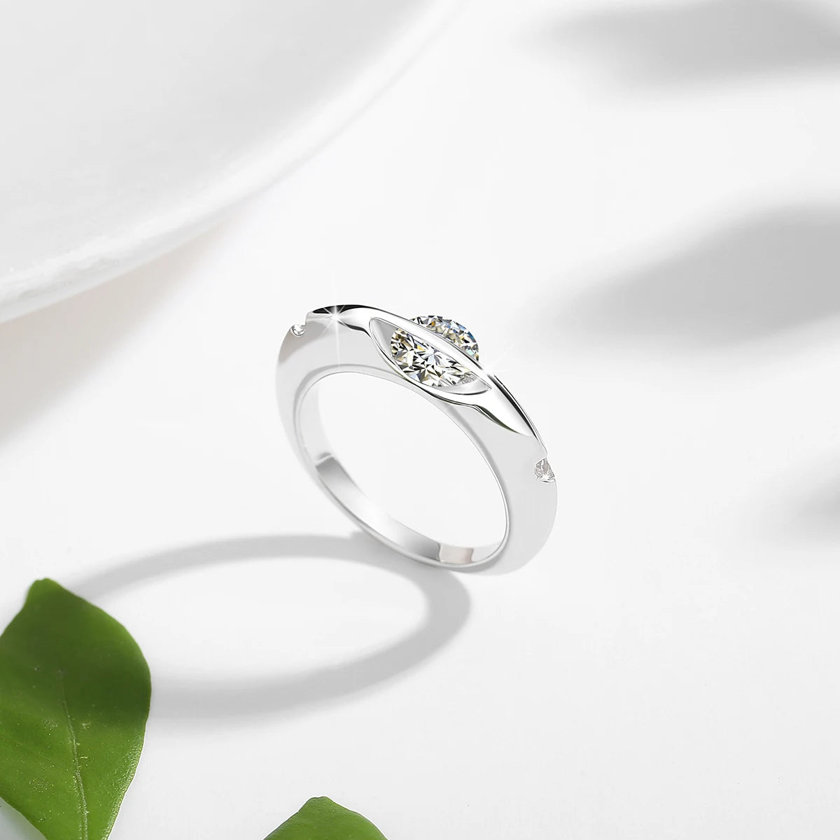 Rotate Moissanite Rings - Solid S925 Silver Solitaire Classic Band