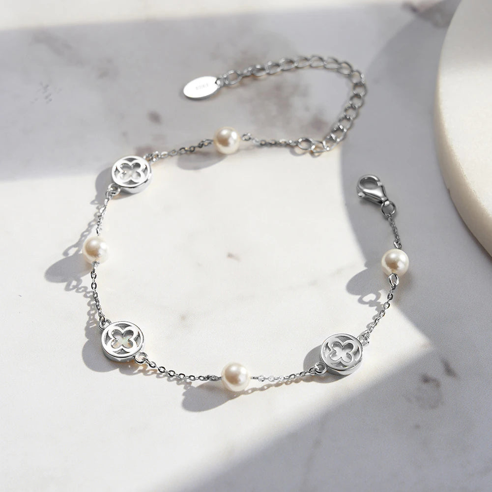 Glimora 14K Gold 925 Sterling Silver Shell Bracelet