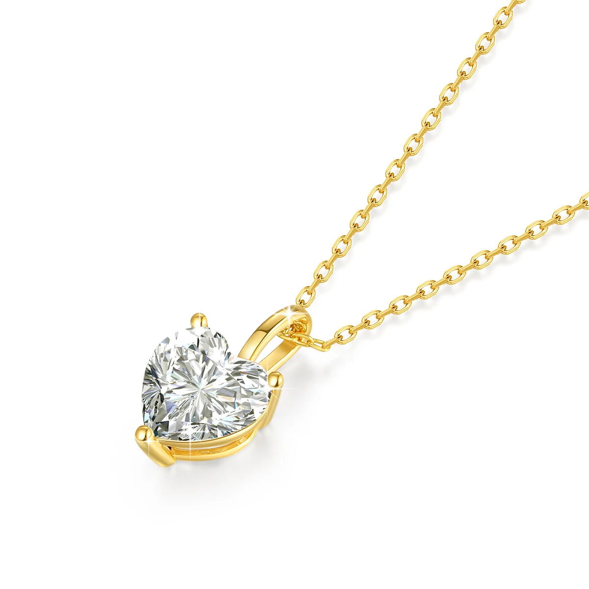 Genuine 14K Gold Heart Moissanite Necklace 1CT/2CT/3CT AU585 Pendant Classic
