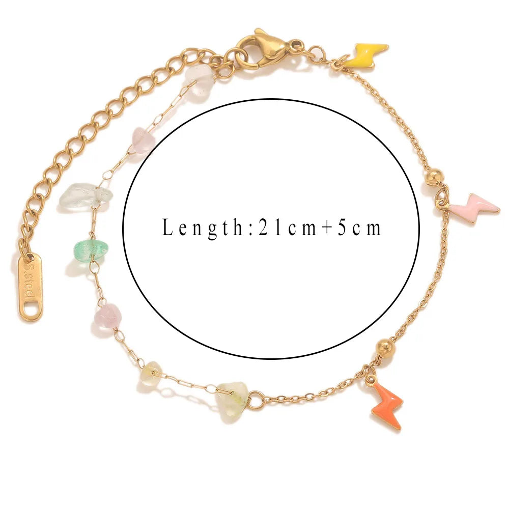 Minimalist Trendy Stainless Steel Bracelet Stylish Double Layer Faux Pearl Gold-Plated Bracelets Daily Jewelry