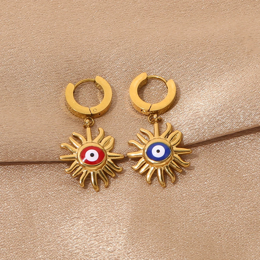 Stainless steel Turkish Evil Eye Earring Dangles Personalized Enamel Jewelry