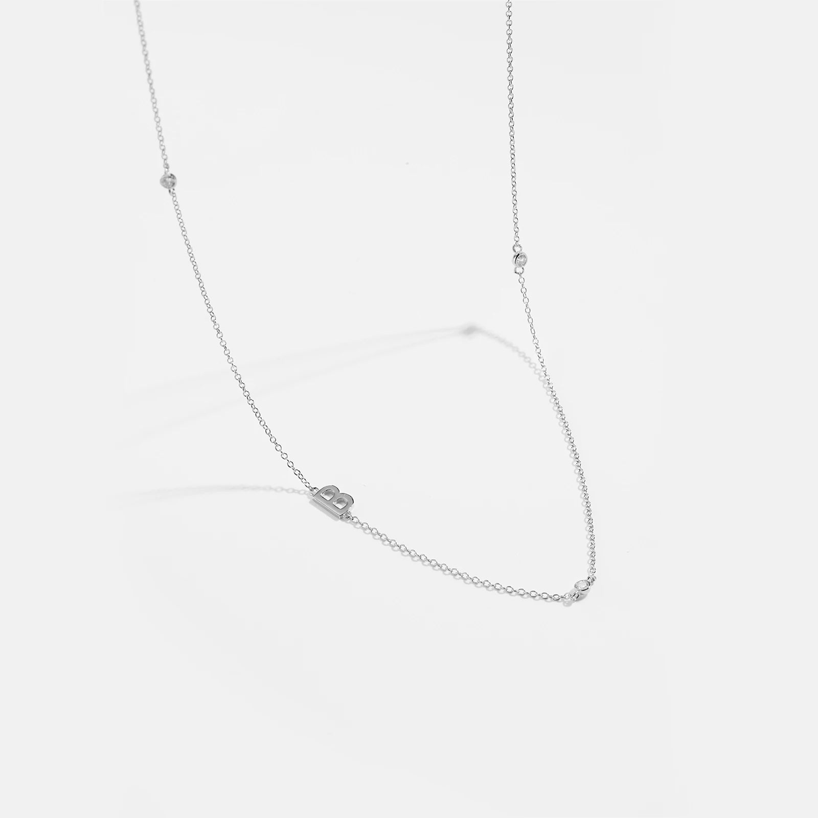 925 Sterling Silver Gold Letter Plain Pendant Choker Charm Necklace 26 Letter Alphabet