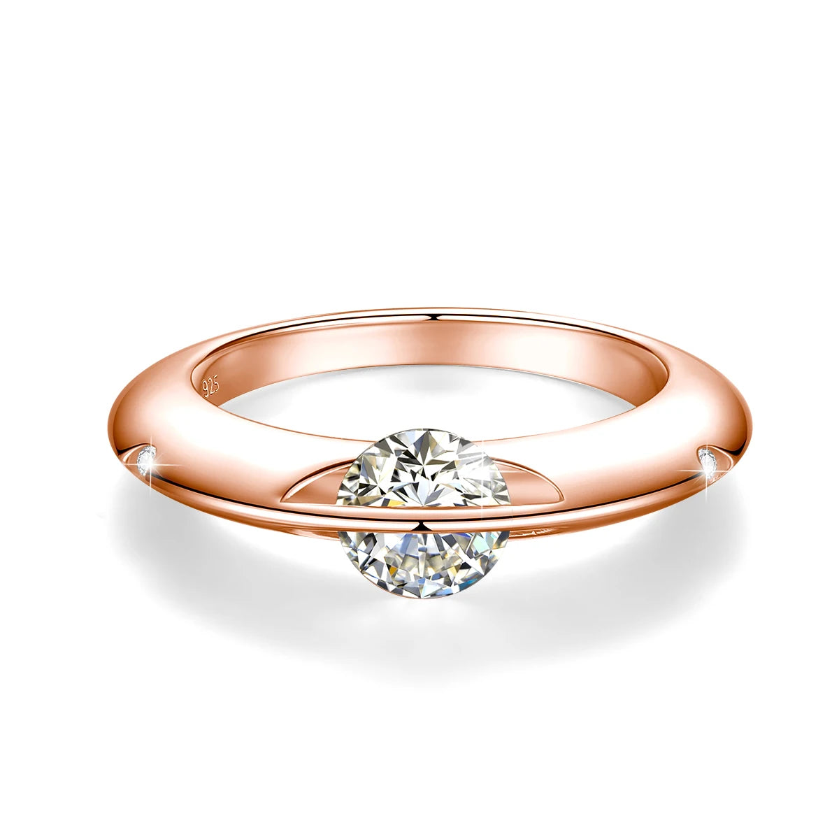 Rotate Moissanite Rings - Solid S925 Silver Solitaire Classic Band