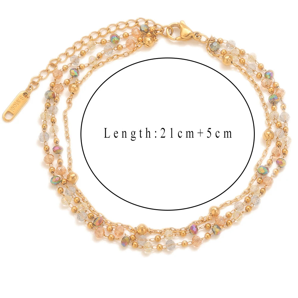 Minimalist Trendy Stainless Steel Bracelet Stylish Double Layer Faux Pearl Gold-Plated Bracelets Daily Jewelry