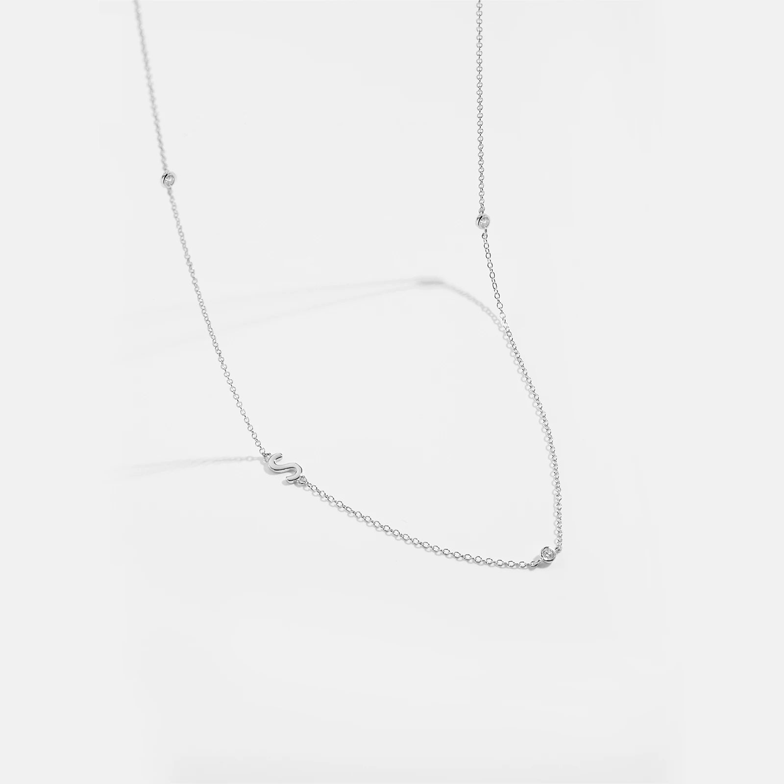 925 Sterling Silver Gold Letter Plain Pendant Choker Charm Necklace 26 Letter Alphabet