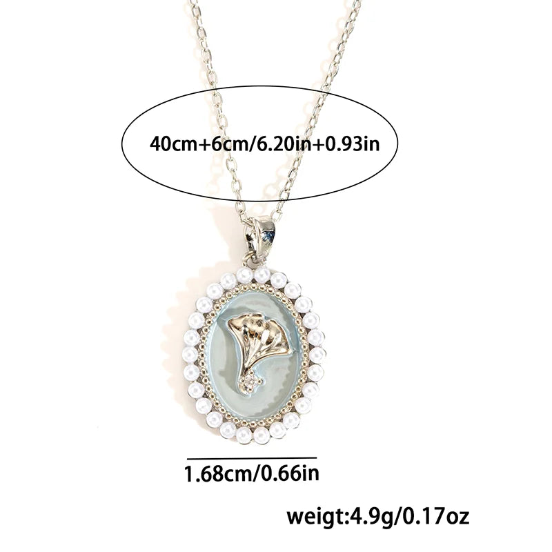 Stainless Steel Colorful Drop Oil Flower Heart Necklace