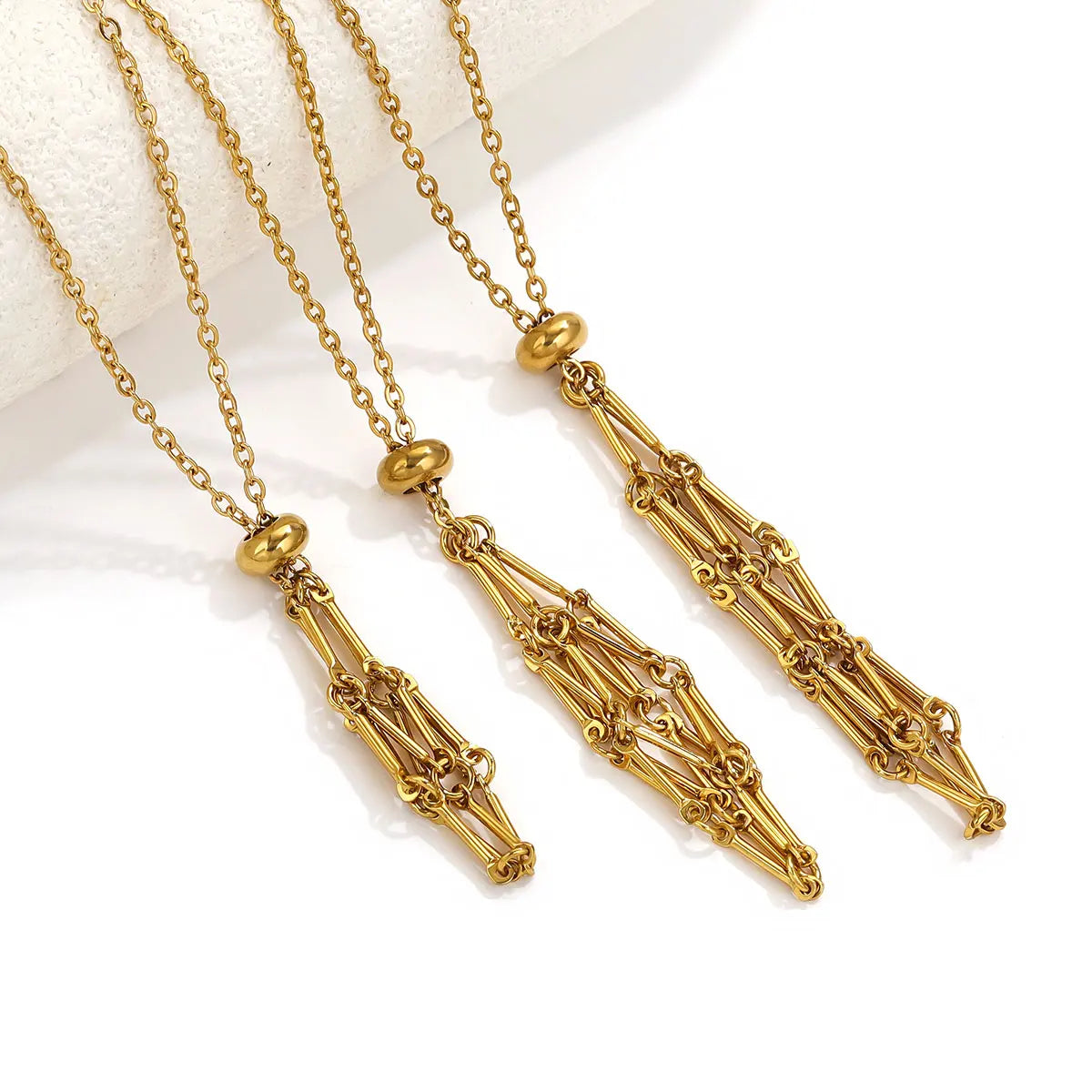 Stainless Steel Retro Minimalist - Mesh Pocket Necklace Pendant Gold-plated Waterproof