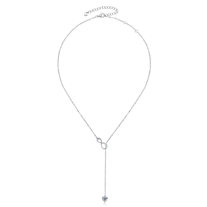 925 Silver Infinity Necklace  - 6.5mm D Color Moisasnite Pendant Y Shape Necklaces