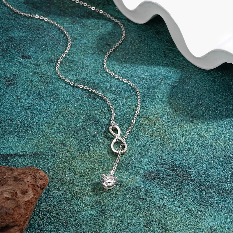 925 Silver Infinity Necklace  - 6.5mm D Color Moisasnite Pendant Y Shape Necklaces