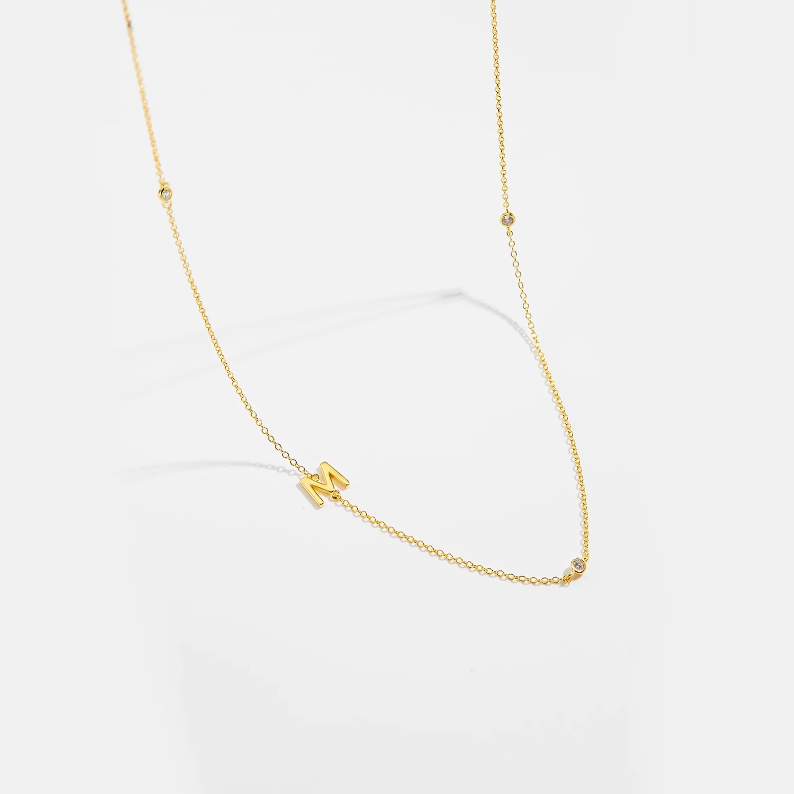 925 Sterling Silver Gold Letter Plain Pendant Choker Charm Necklace 26 Letter Alphabet