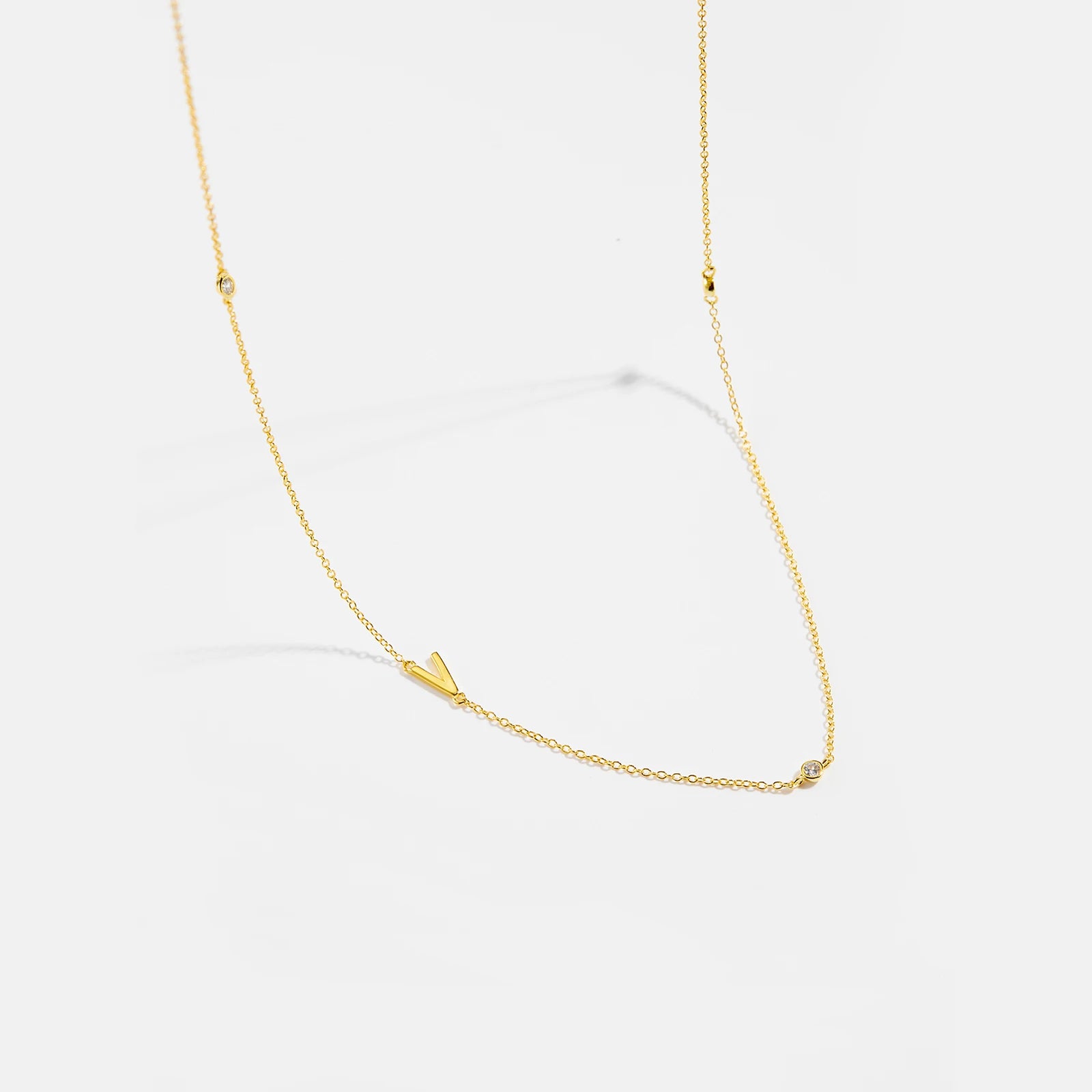 925 Sterling Silver Gold Letter Plain Pendant Choker Charm Necklace 26 Letter Alphabet