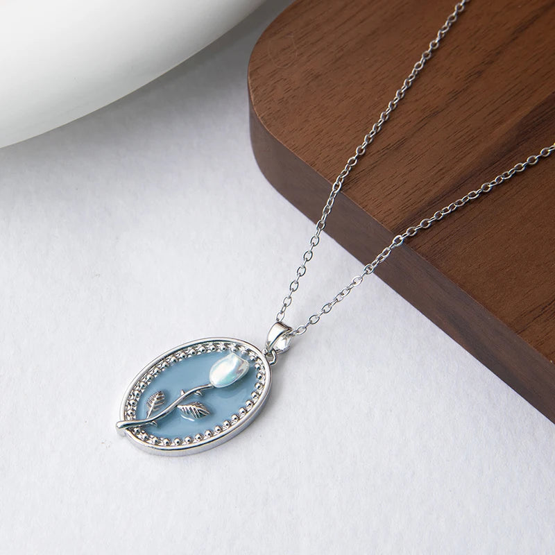 Stainless Steel Colorful Drop Oil Flower Heart Necklace