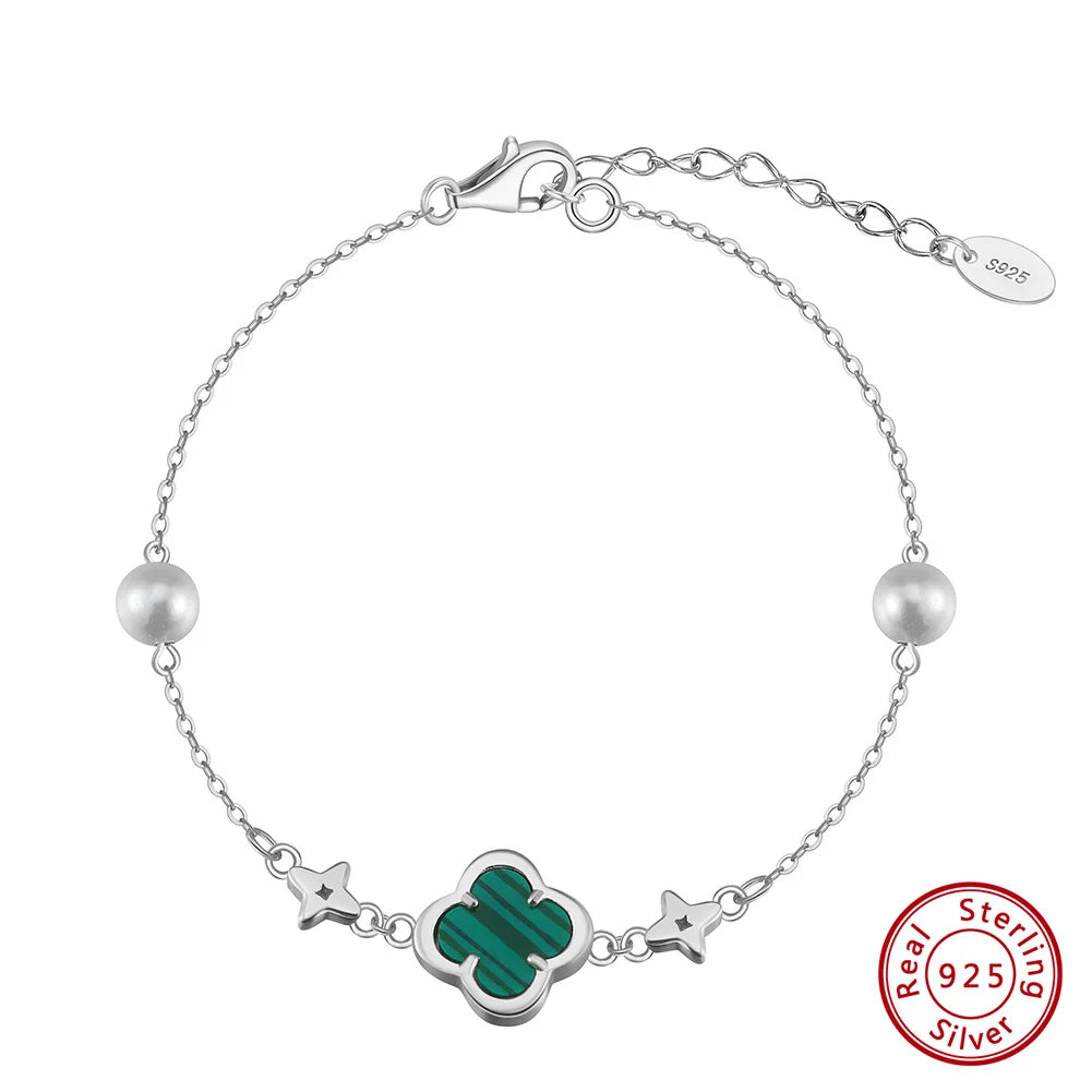 New Four Leaf Flower Pendant 925 Sterling Silver Necklace