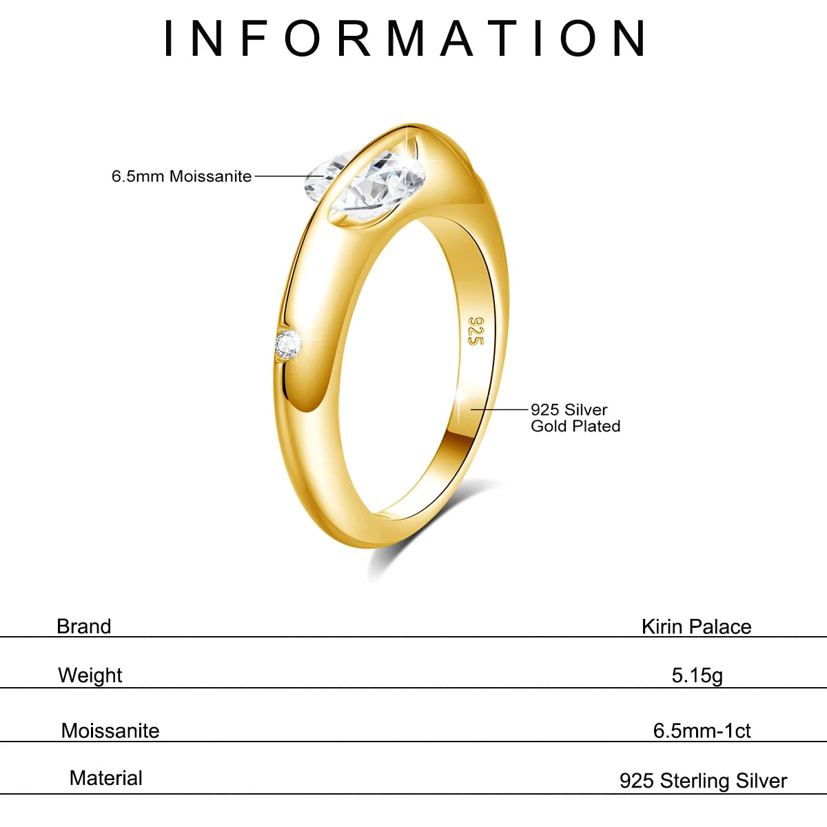 Rotate Moissanite Rings - Solid S925 Silver Solitaire Classic Band