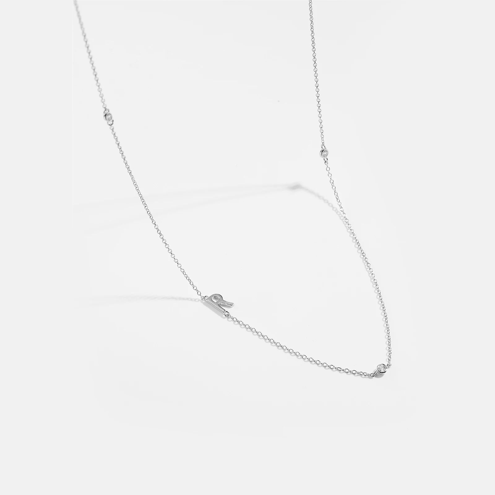 925 Sterling Silver Gold Letter Plain Pendant Choker Charm Necklace 26 Letter Alphabet