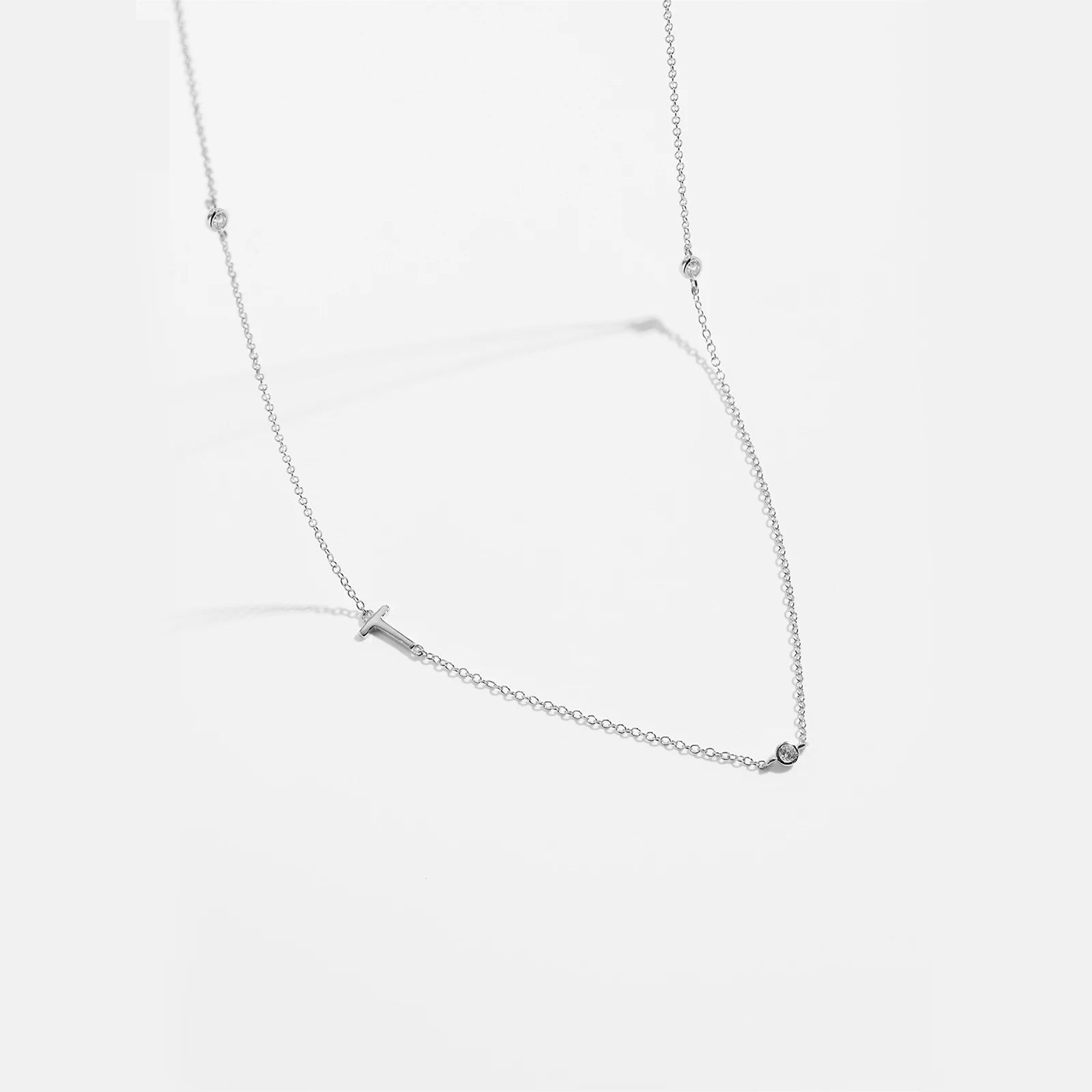 925 Sterling Silver Gold Letter Plain Pendant Choker Charm Necklace 26 Letter Alphabet