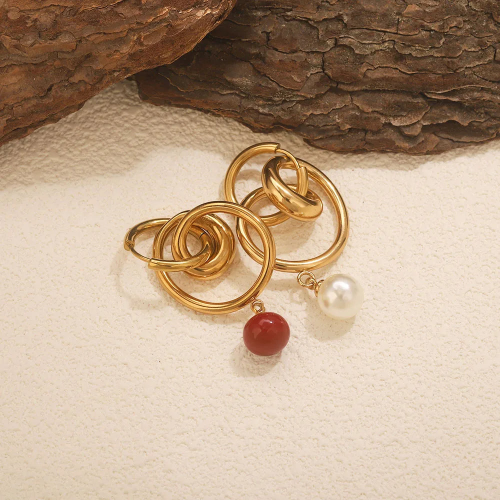 Simple Fashion Style Stainless Steel Women's Earrings Gold-Plated Waterproof Pendant Earrings Daily Jewelry Accessories