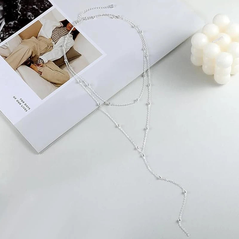Dainty Long Necklace 14k Gold Plated Y-Shaped Pendant Necklace Trendy