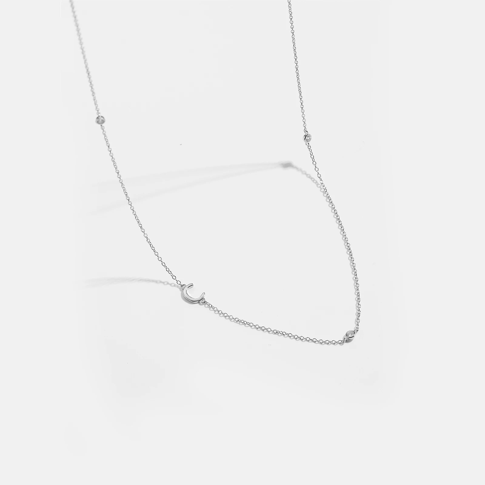 925 Sterling Silver Gold Letter Plain Pendant Choker Charm Necklace 26 Letter Alphabet