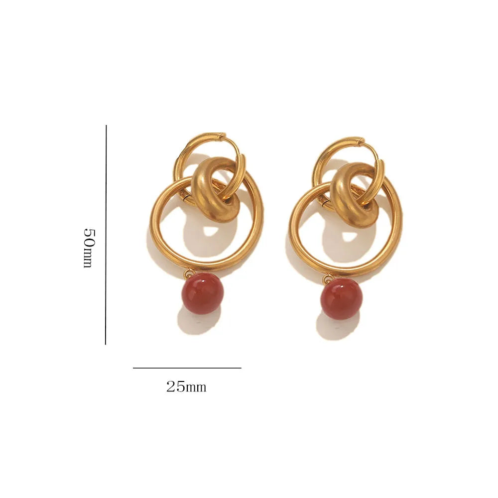 Simple Fashion Style Stainless Steel Women's Earrings Gold-Plated Waterproof Pendant Earrings Daily Jewelry Accessories